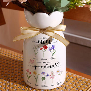 Custom Birth Flower Vase – Personalized Gift for Mom & Grandma