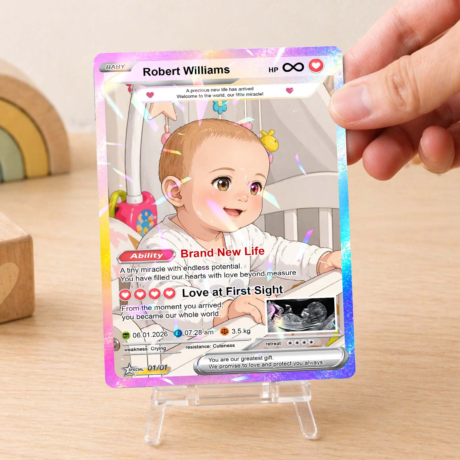 Personalized Baby Acrylic Card – Custom Baby Milestone Card & Keepsake