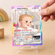 Personalized Baby Acrylic Card – Custom Baby Milestone Card & Keepsake