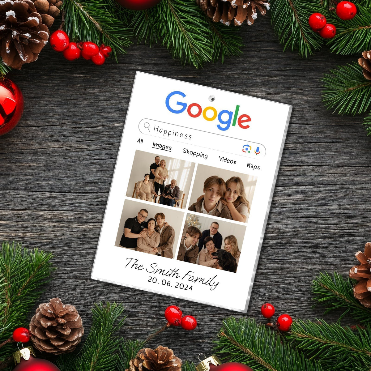 365Gifty Personalized Google Search Photo Ornament – Custom Couple Christmas Tree Decoration