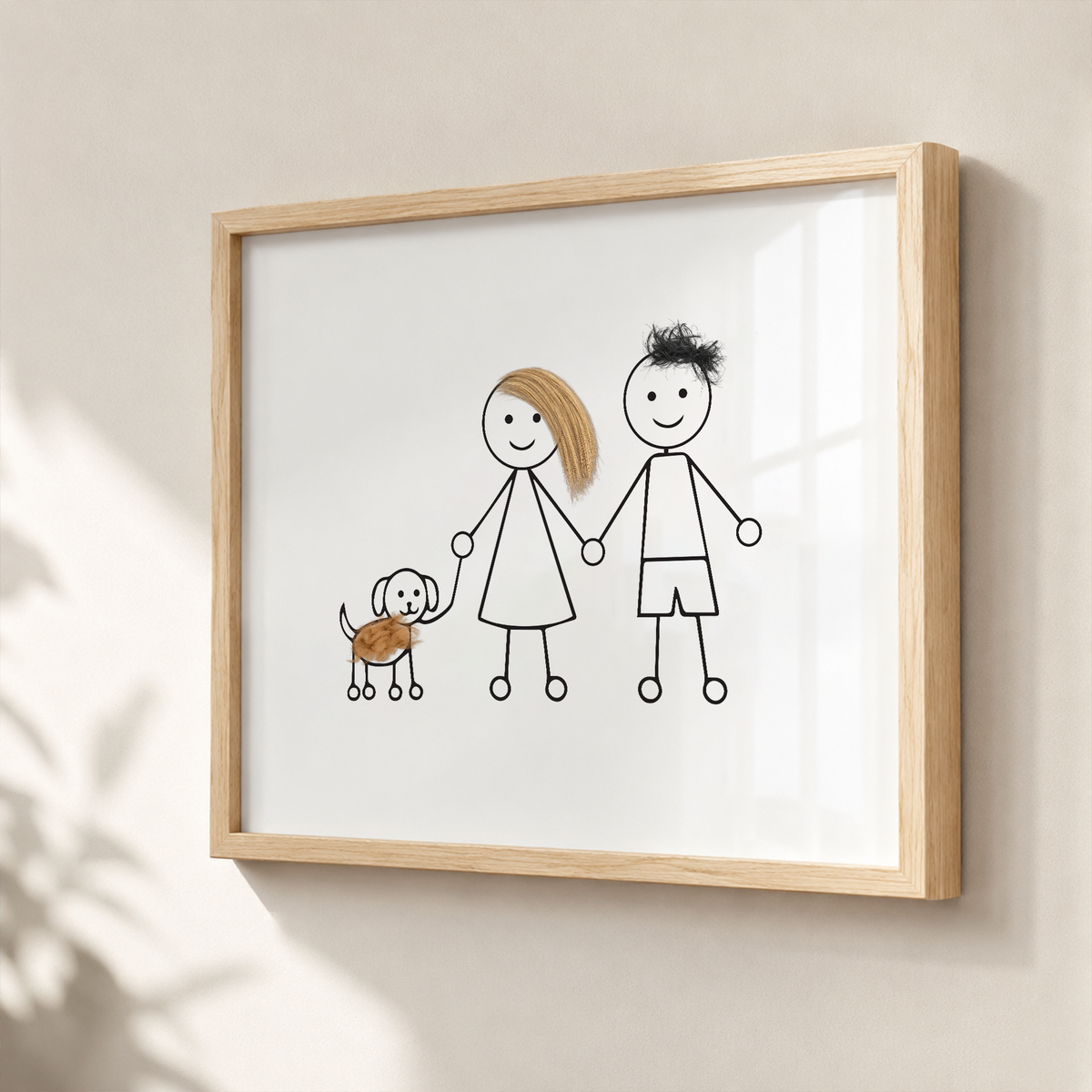 Personalized Pet Hair Keepsake Frame – Custom Family Portrait with Real Pet Fur, Unique Gift for Dog & Cat Lovers