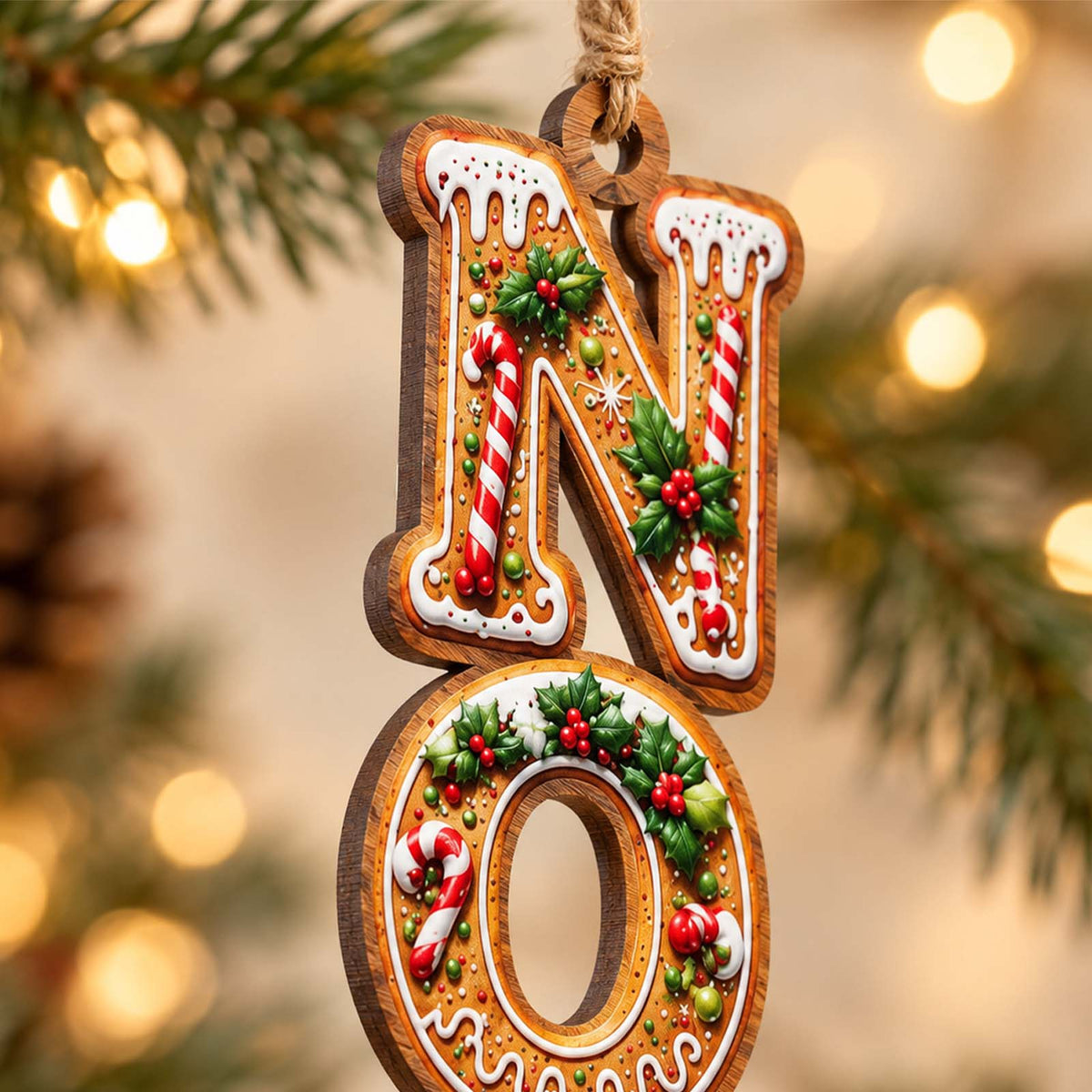 Personalized Christmas Name Wooden Ornament, Custom Holiday Tree Decoration