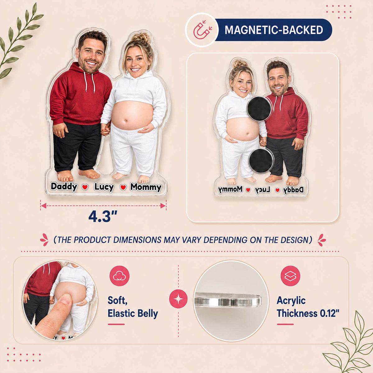 Personalized Pregnant Belly Squishy Toy, Baby Keepsake Gift for Mom & Dad