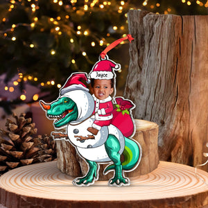 Baby Riding Dinosaur - Personalized Acrylic Photo Ornament