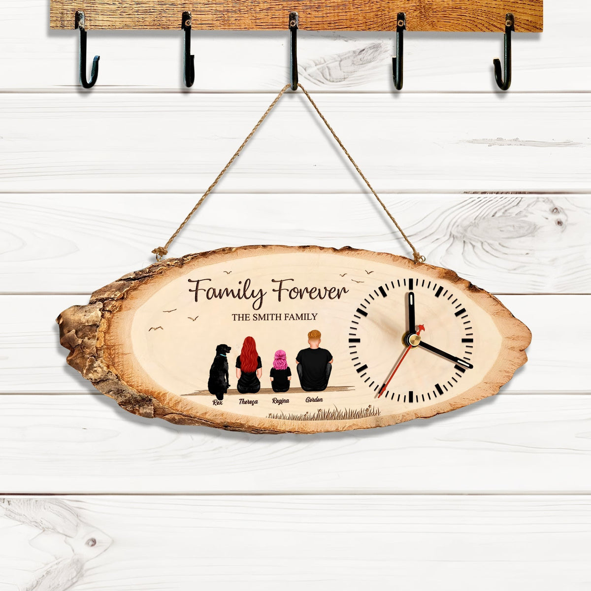 Family Forever - Personalized Wooden Clock