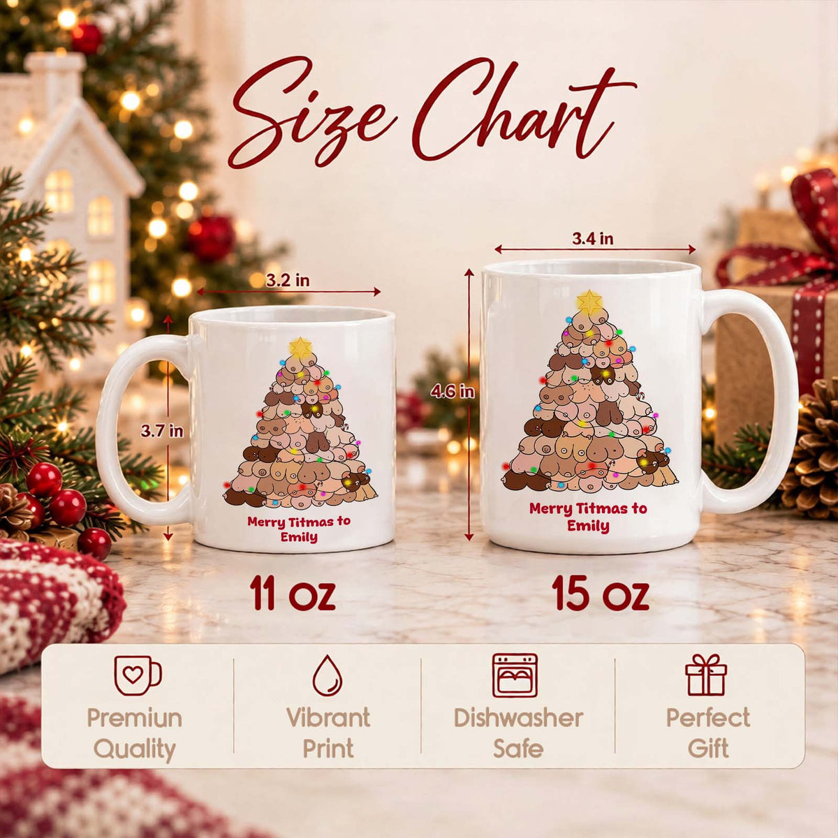 Personalized Christmas Ceramic Mug, Custom Name Holiday Coffee Cup, Christmas Gift