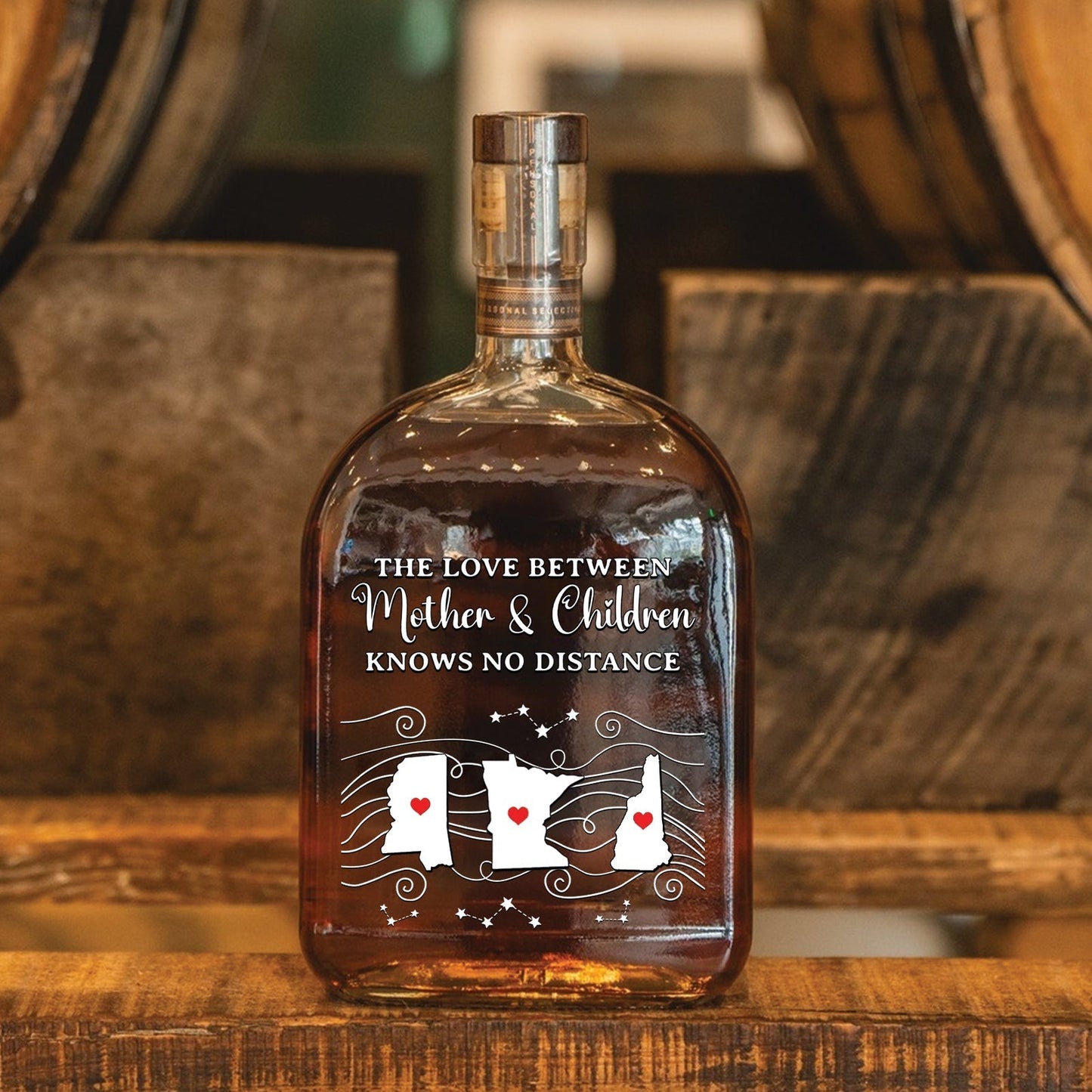 No Matter The Distance – Personalized Whiskey Bottle