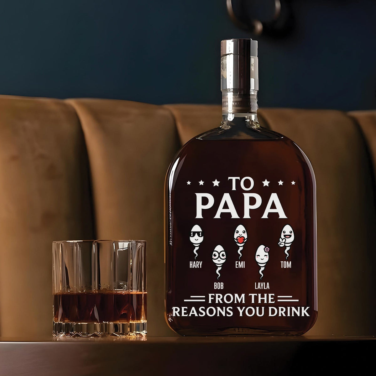 From The Reasons You Drink – Personalized Whiskey Bottle for Dad
