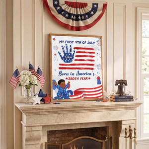 My First 4th of July Baby Handprint Frame - America 250 Keepsake, Patriotic Nursery Decor Gift
