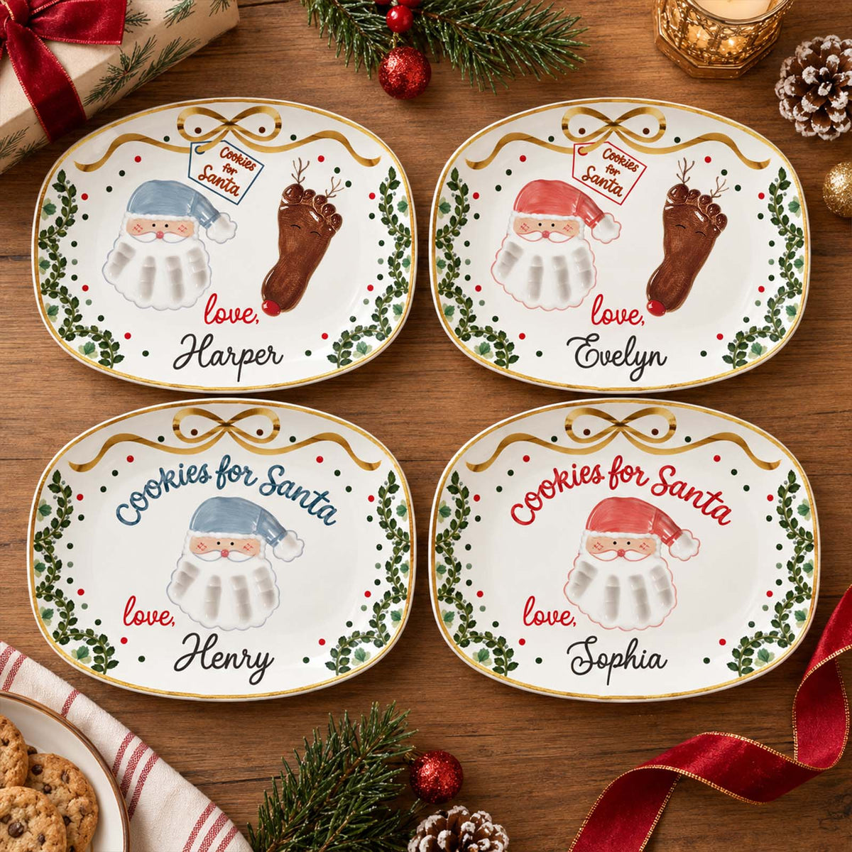 Personalized Christmas Resin Plate, Custom Name Holiday Serving Plate