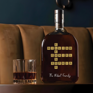 Personalized Whiskey Bottle with Family Names – Crossword Design Gift