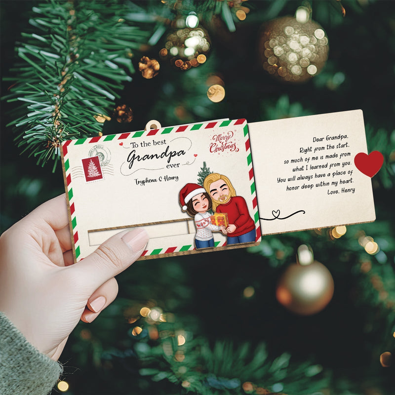 Family - To The Best Grandpa Ever - Personalized Slider Card Ornament