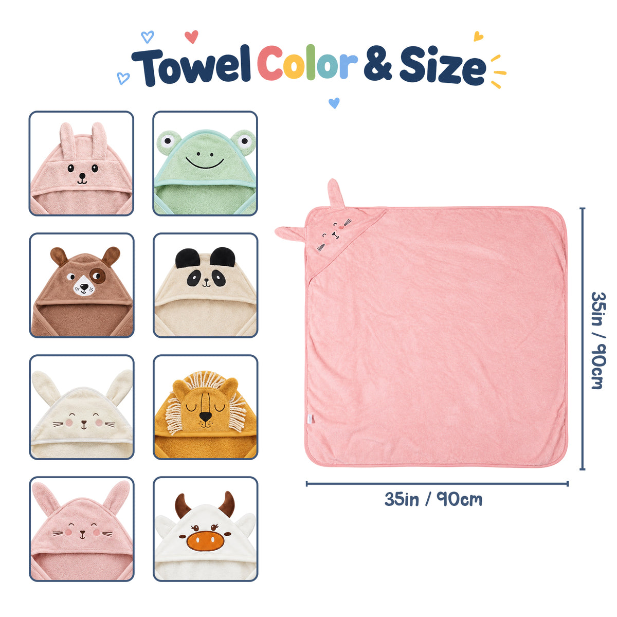 Personalized Hooded Baby Towel, Custom Name Animal Bath Towel for Babies