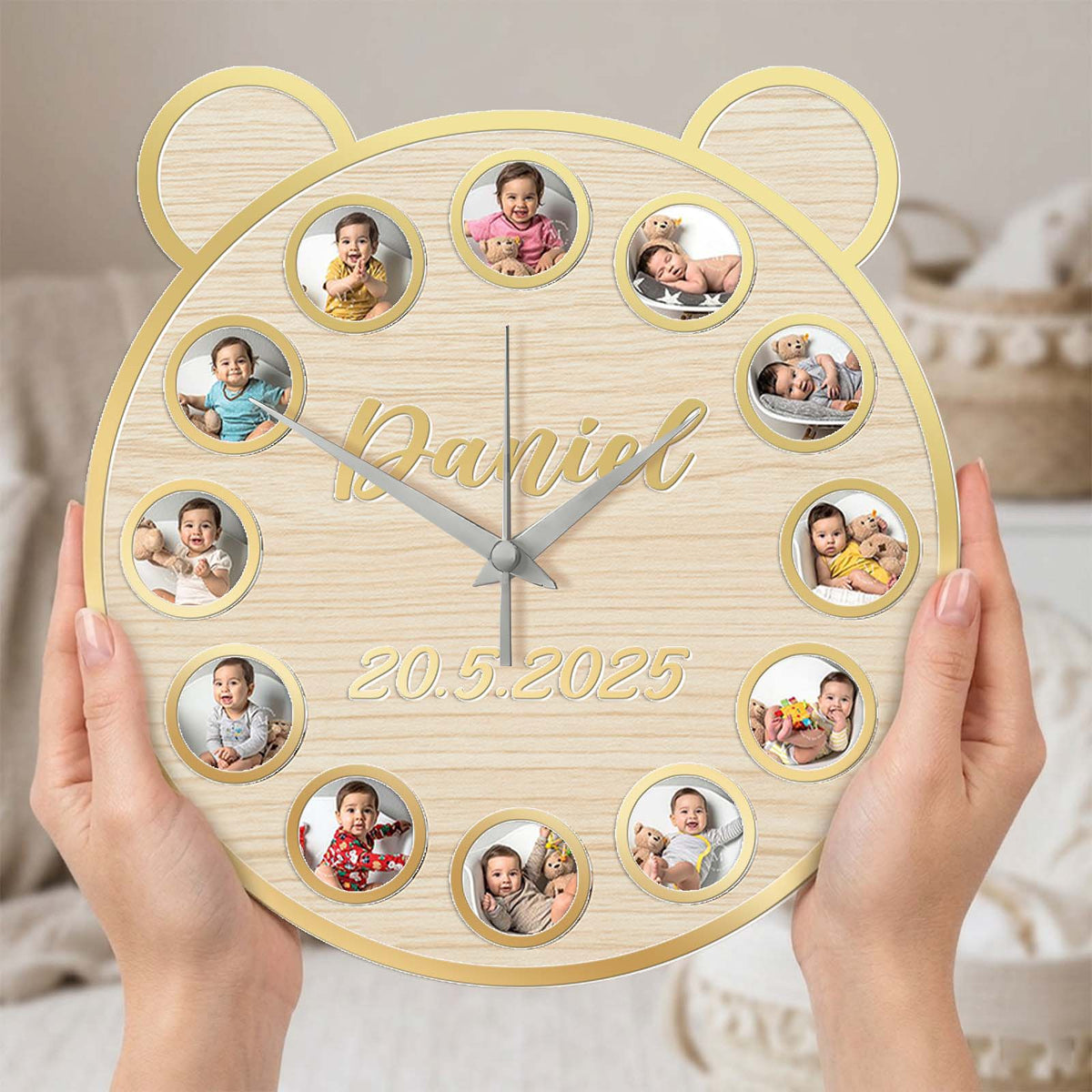 Personalized Baby Milestone Clock - Custom Gift for Parents, First Birthday Celebration & Nursery Wall Decor