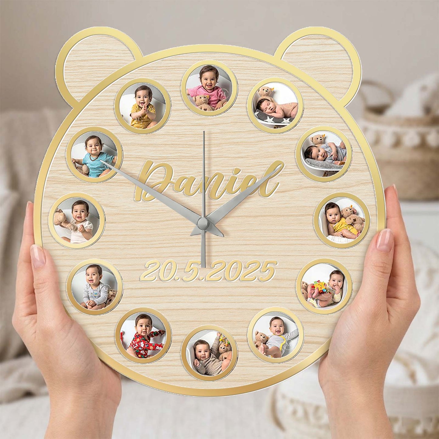 Personalized Baby Milestone Clock - Custom Gift for Parents, First Birthday Celebration & Nursery Wall Decor