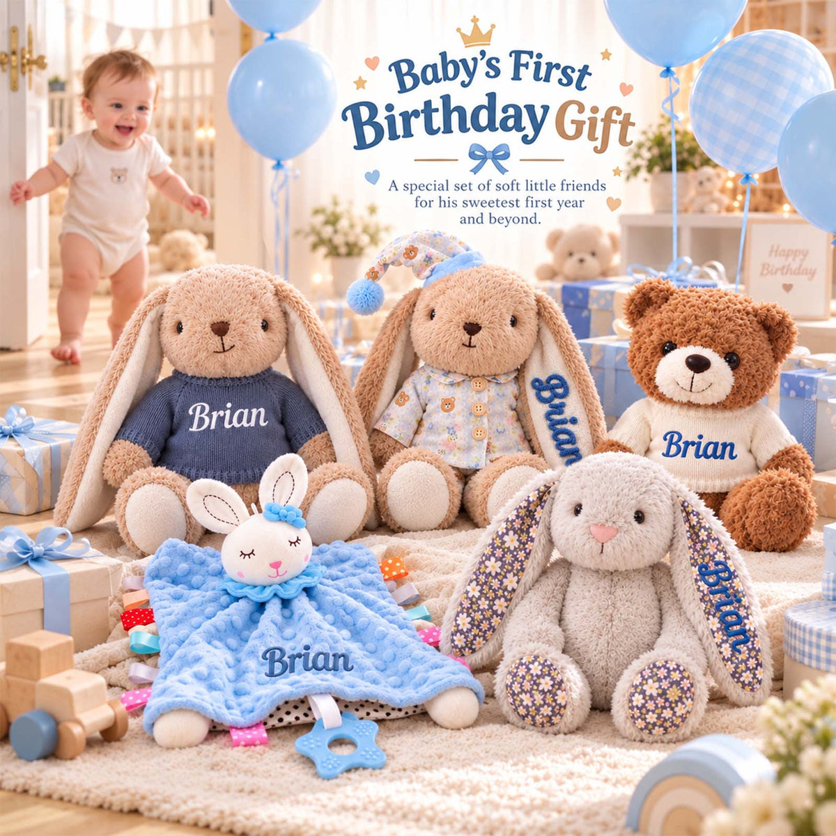 Personalized Baby Gift Set, Custom Name Baby Shower & Newborn Gift