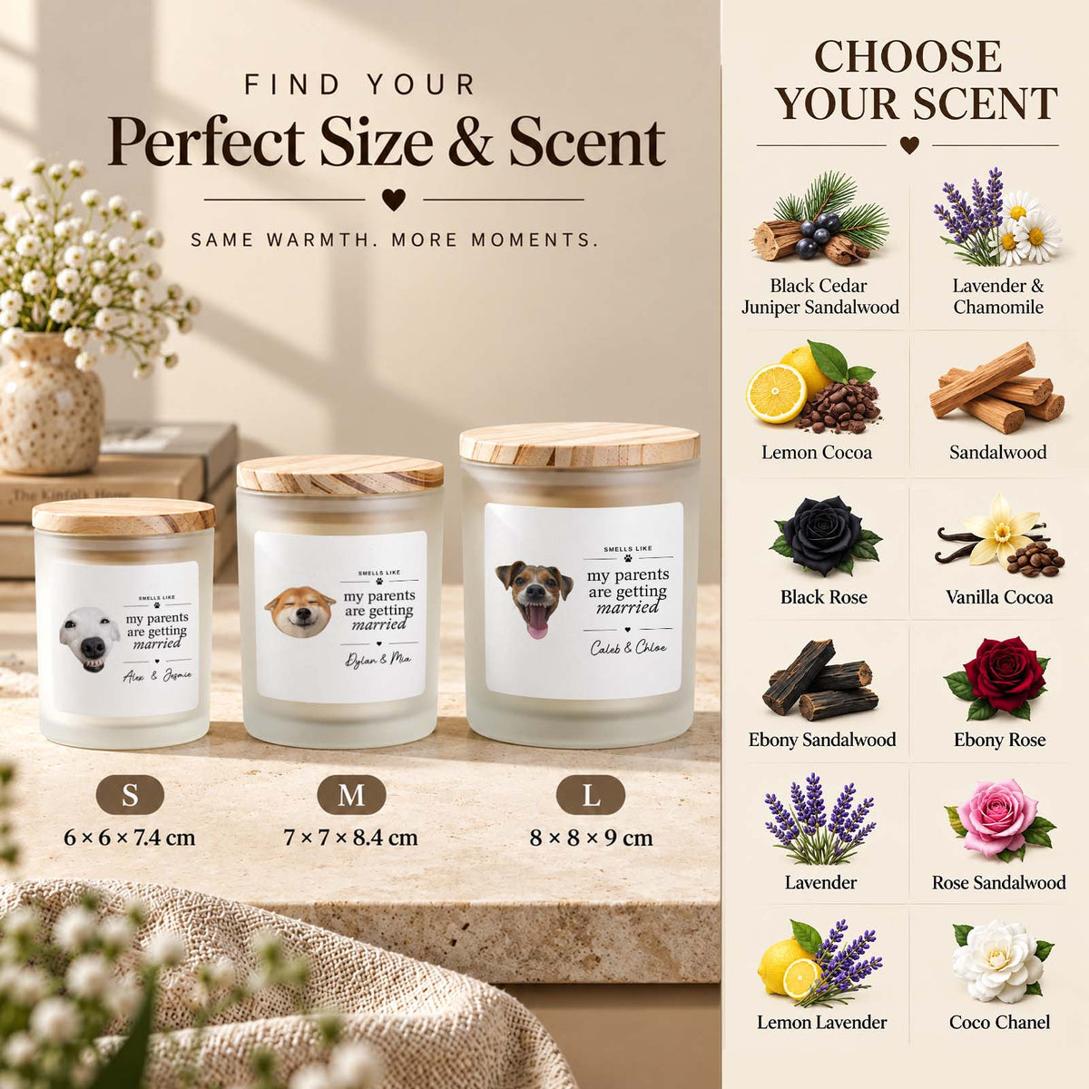 Smells Like My Parents Are Getting Married Candle - Custom Pet Photo Reveal Scented Candle for Couples