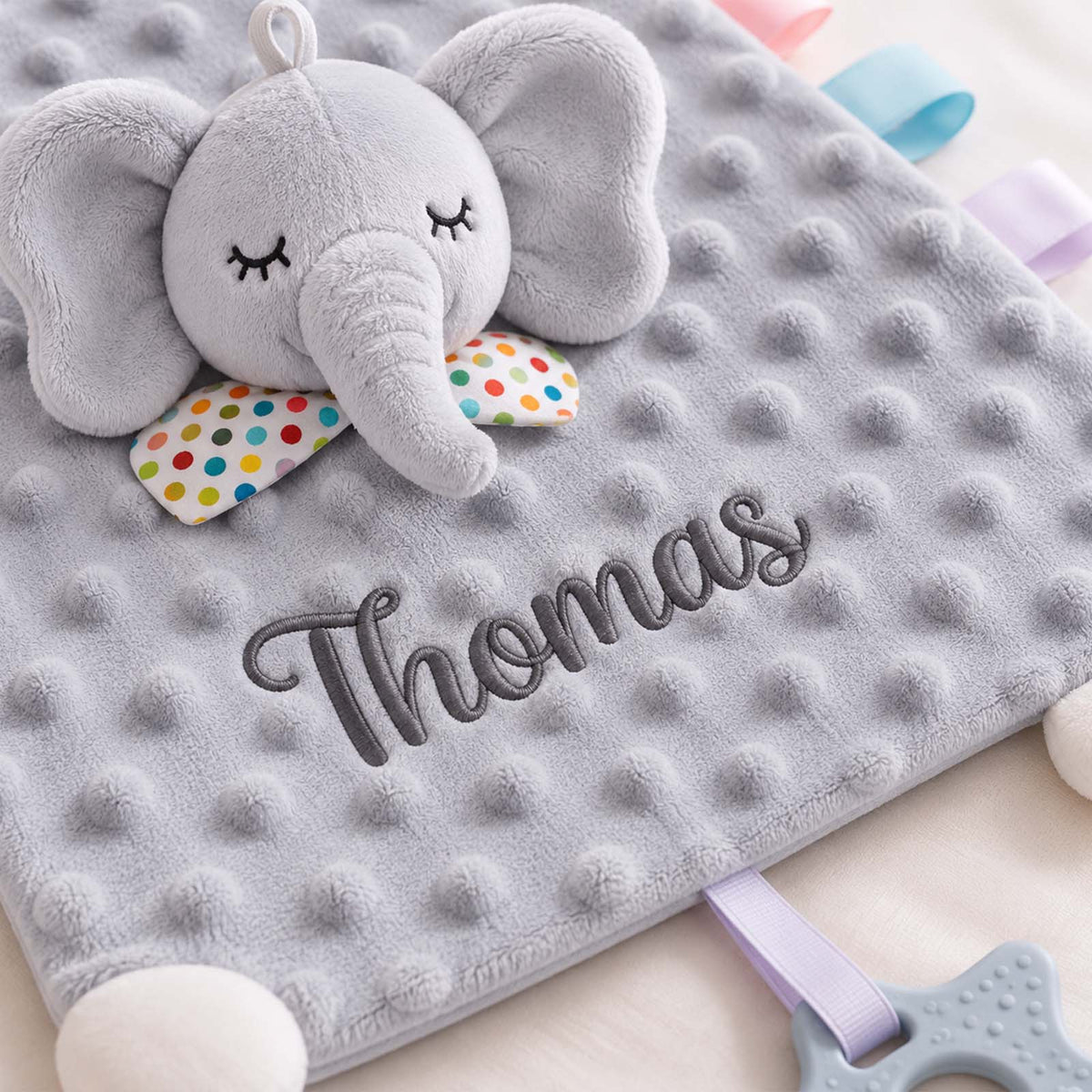 Personalized Baby Gift Set, Custom Baby Bodysuit, Bunny Lovey & Minky Blanket