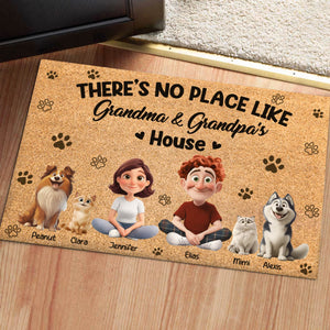 Pet Lovers - There's No Place Like Grandma & Grandpa's House - Personalized Pet Doormat