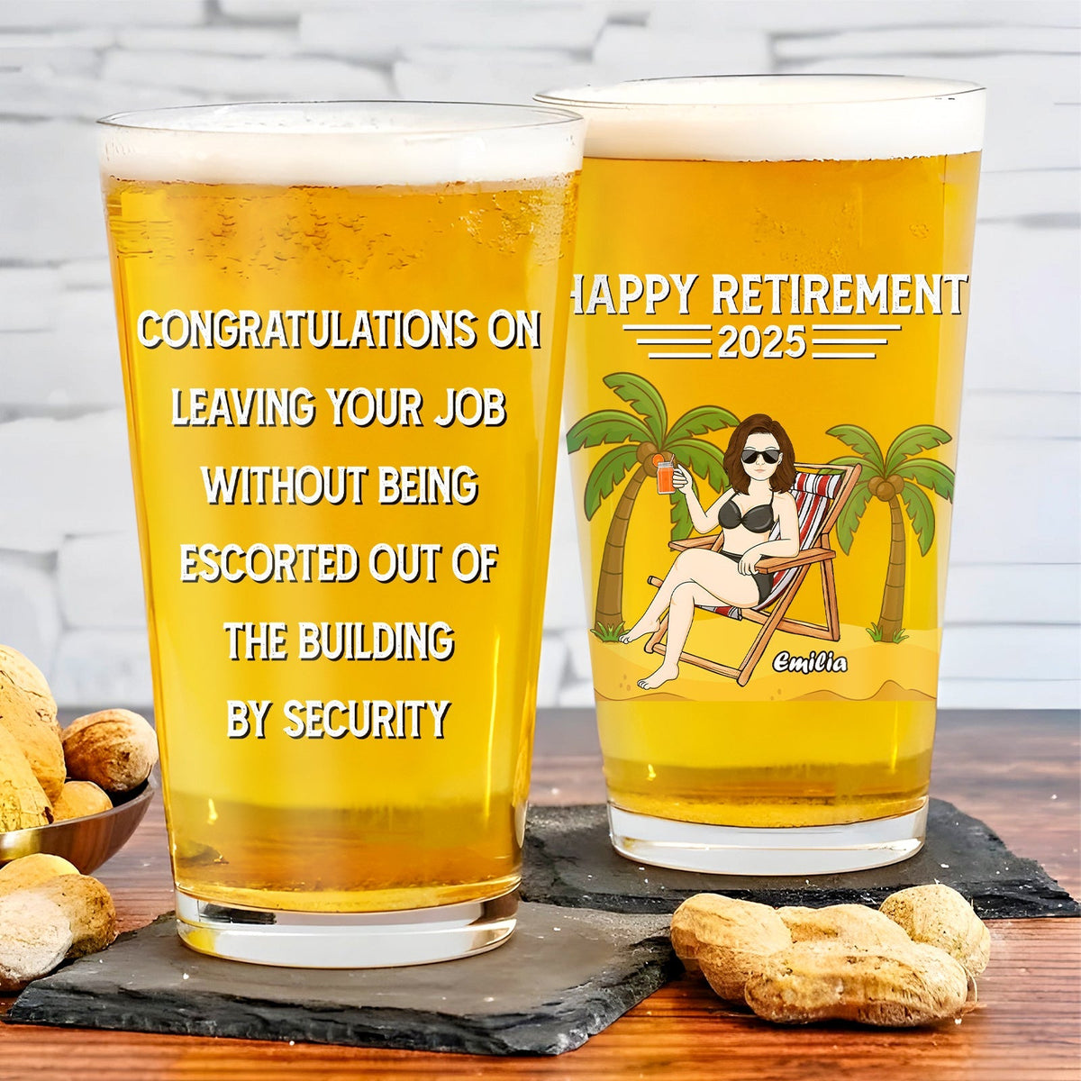 Retirement - Congratulations On Leaving Your Job Card - Personalized Beer Glass