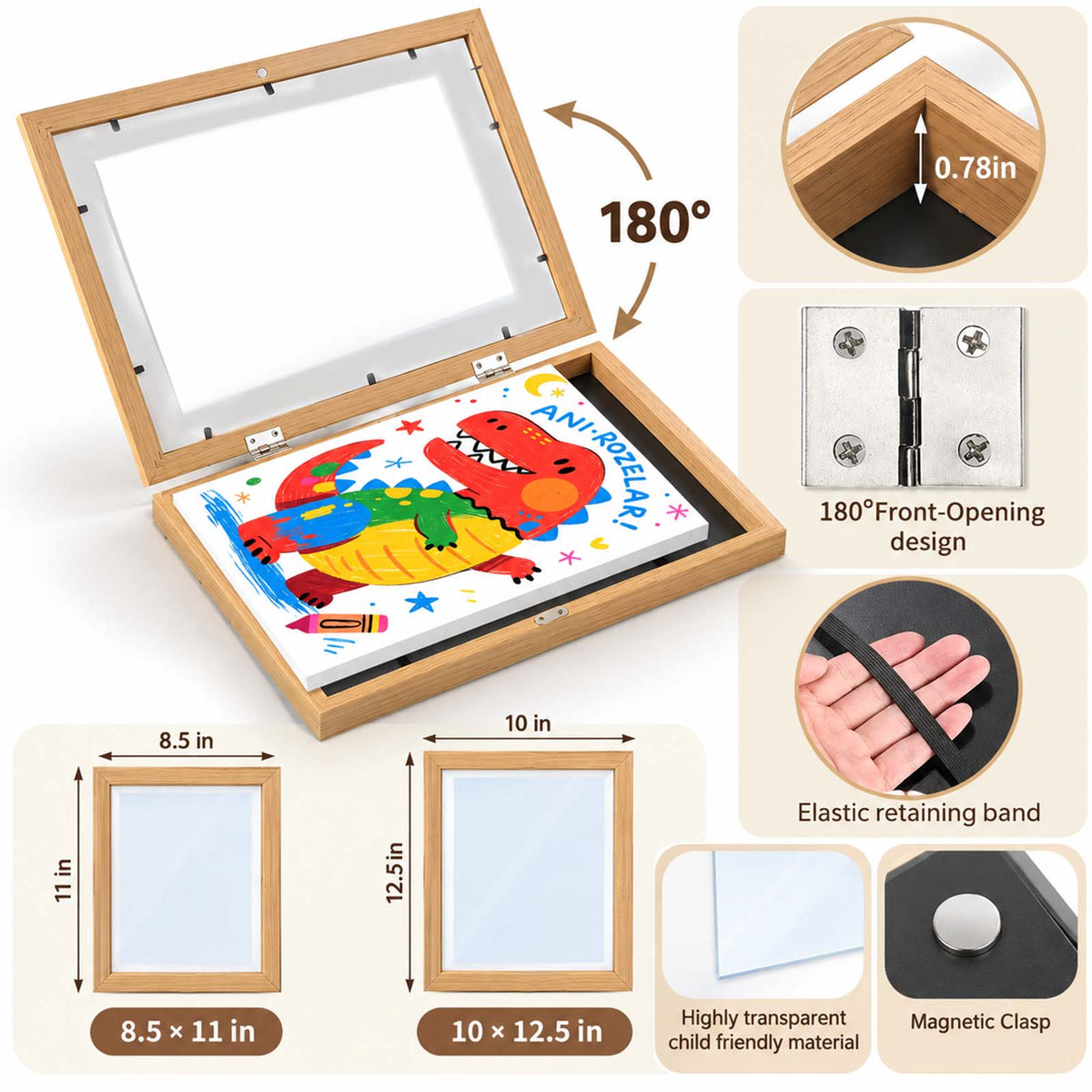 Personalized Kids Art Display Frame – Custom Children’s Artwork Frame, Kids Drawing Keepsake Gift
