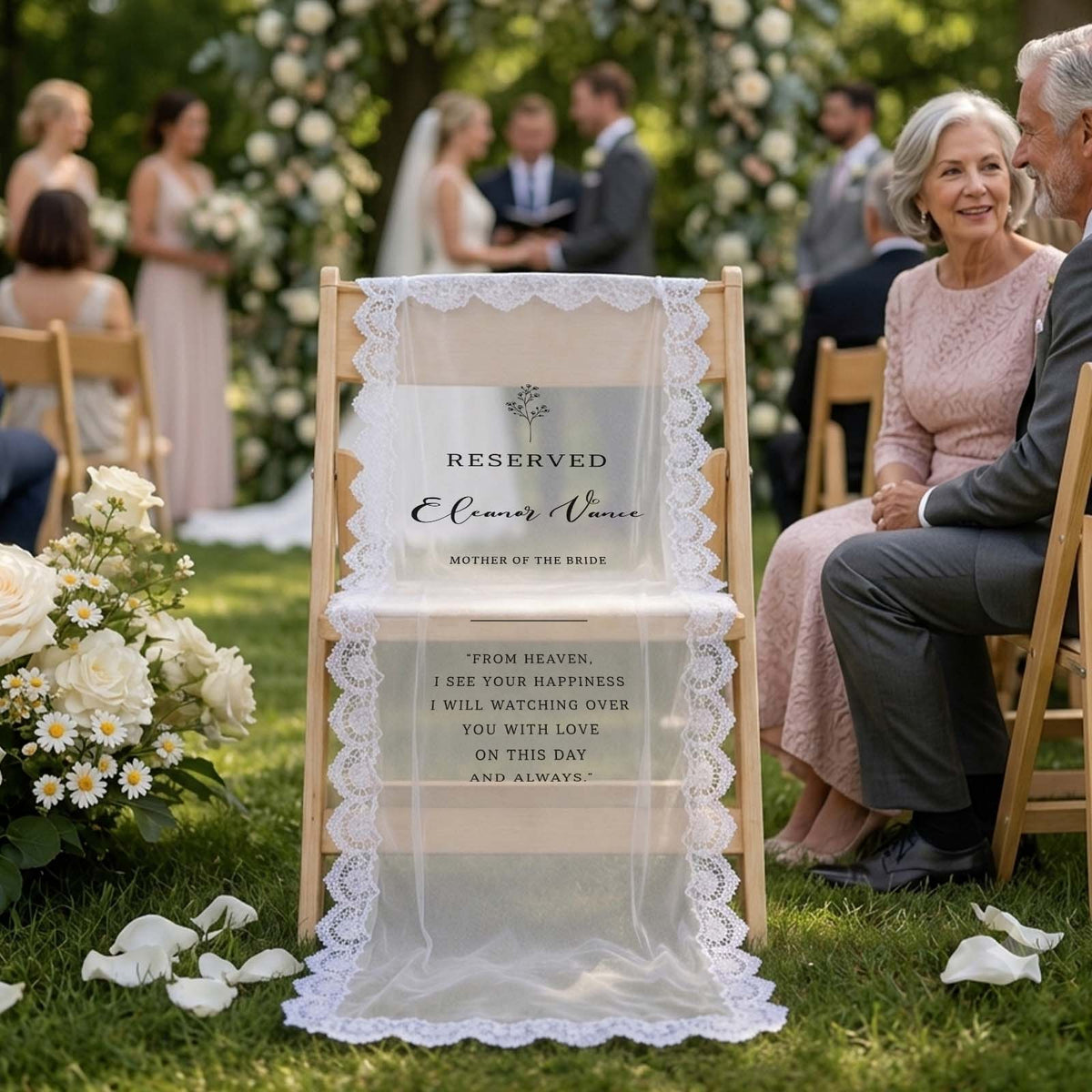 Personalized Wedding Chair Sign, Memorial & Wedding Welcome Decoration, Custom Photo Wedding Sign