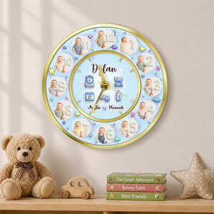 Personalized Baby Milestone Clock – Custom Number, Baby Photos & Birth Details Keepsake