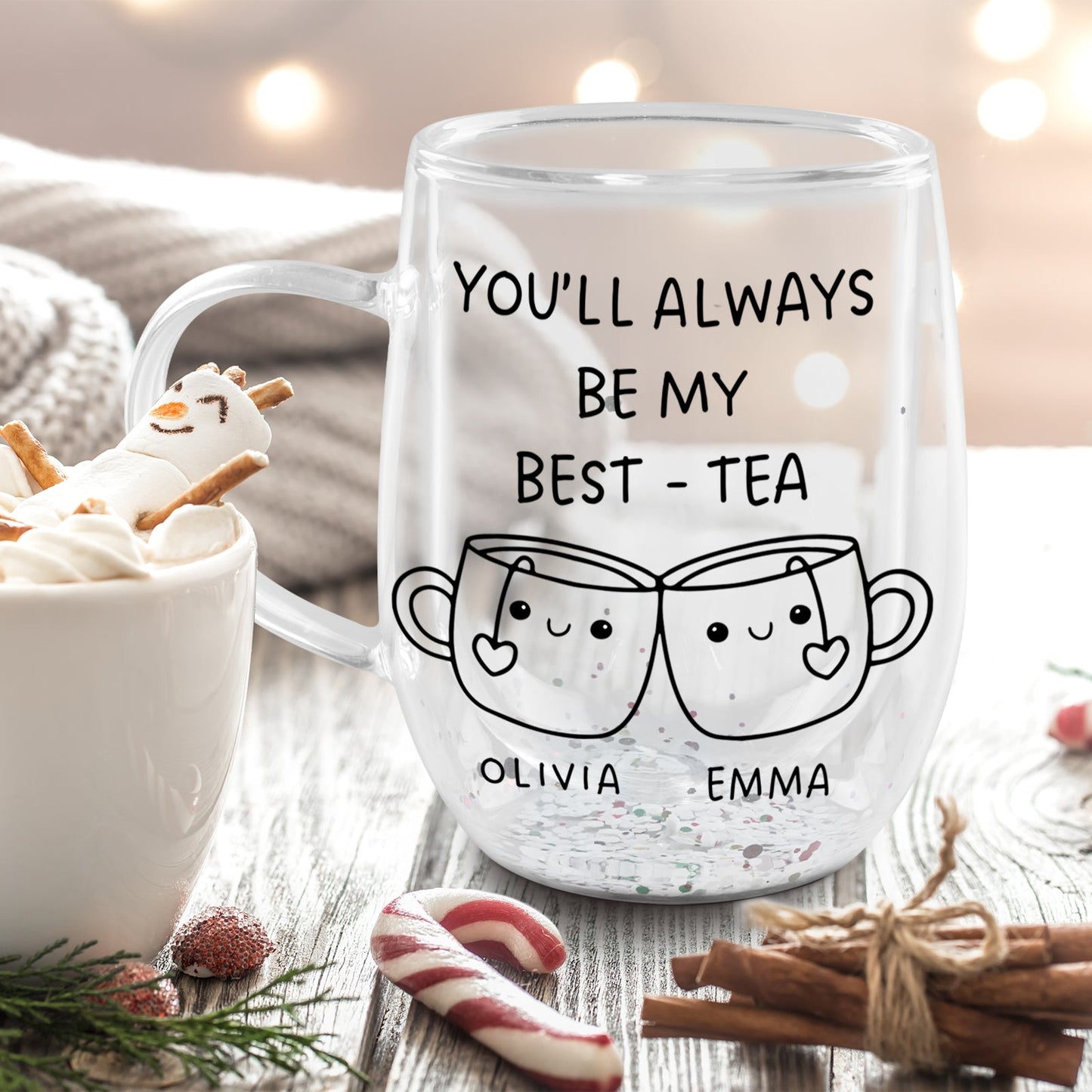 Bestie - Best Tea - Personalized Double Walled Glass Cup