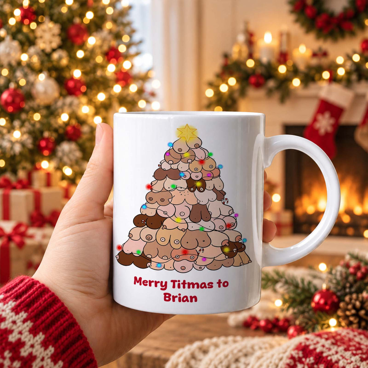 Personalized Christmas Ceramic Mug, Custom Name Holiday Coffee Cup, Christmas Gift