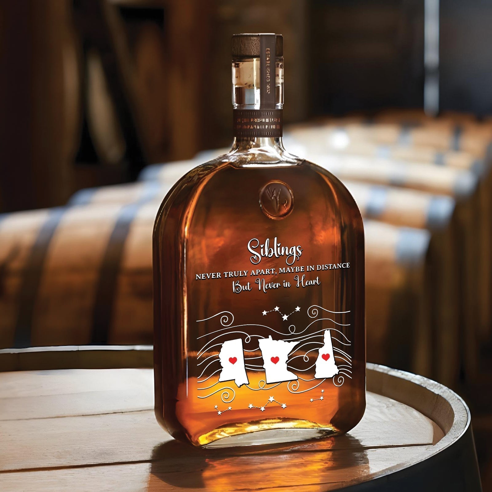 No Matter The Distance – Personalized Whiskey Bottle