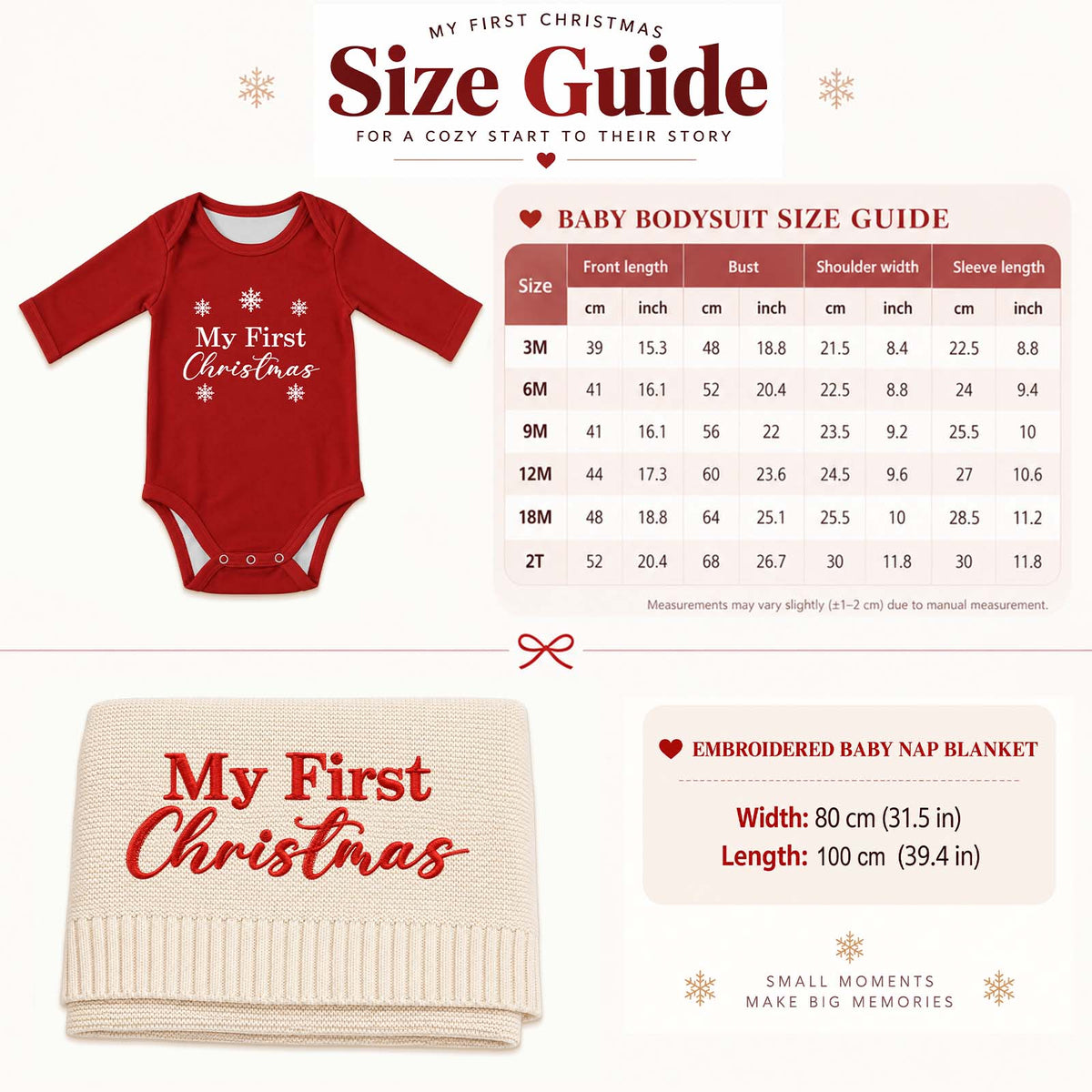 Personalized Baby’s First Christmas Gift Set, Custom Christmas Bodysuit, Bunny & Keepsake Blanket