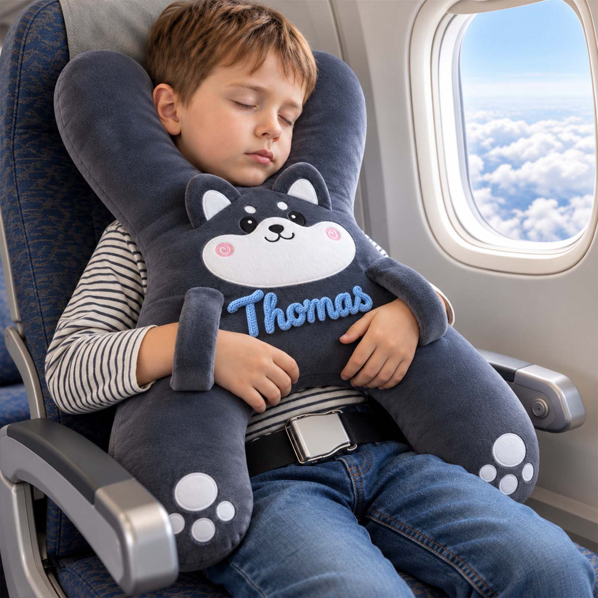 Personalized Car Sleeping Pillow, Custom Name Animal Plush Pillow for Kids
