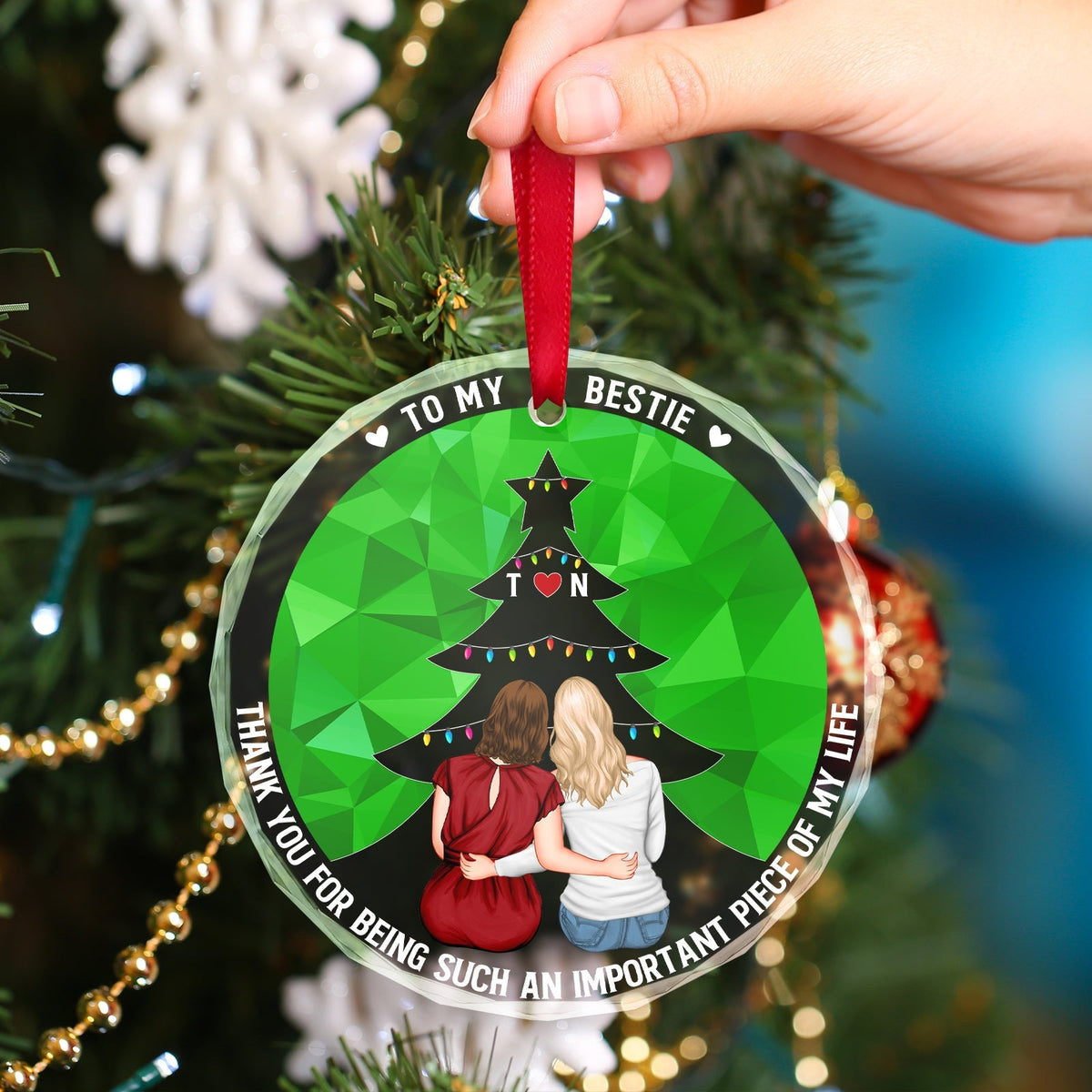 Family - To Grow An Old Friend - Personalized Circle Glass Ornament