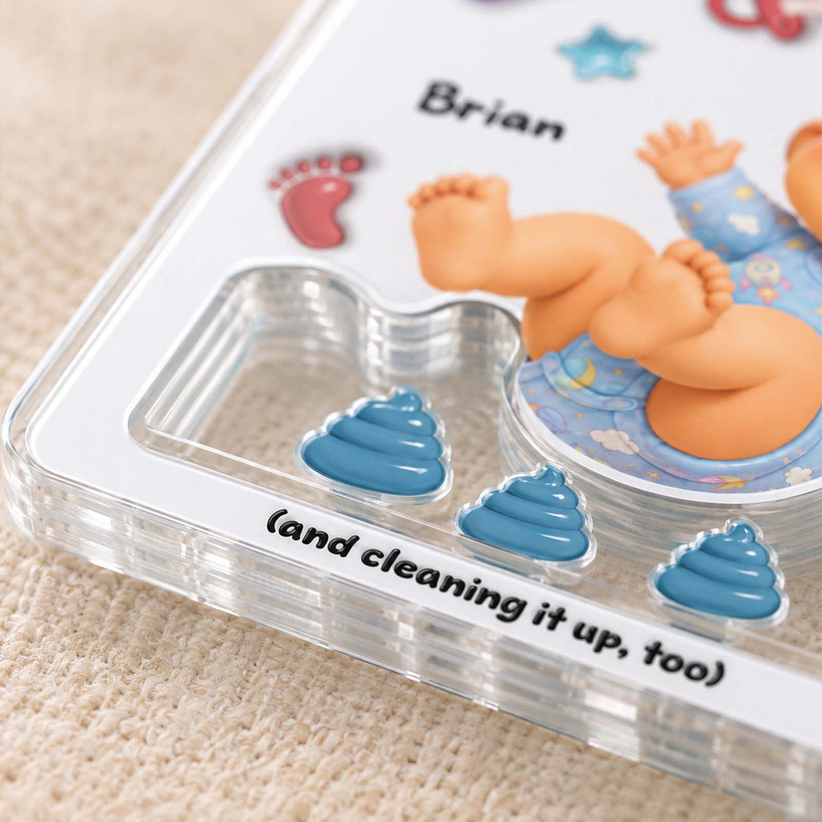 Personalized "Thanks for Putting Up With My Poop" Shaker Keychain – Custom Baby Gift for Mom & Dad