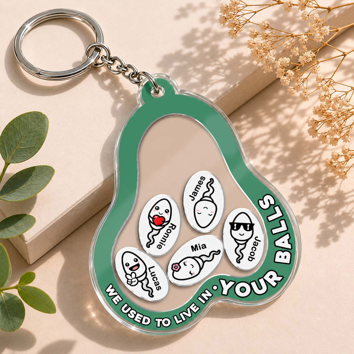 Personalized Acrylic Shaking Keychain, Custom Name Funny Novelty Keyring Gift