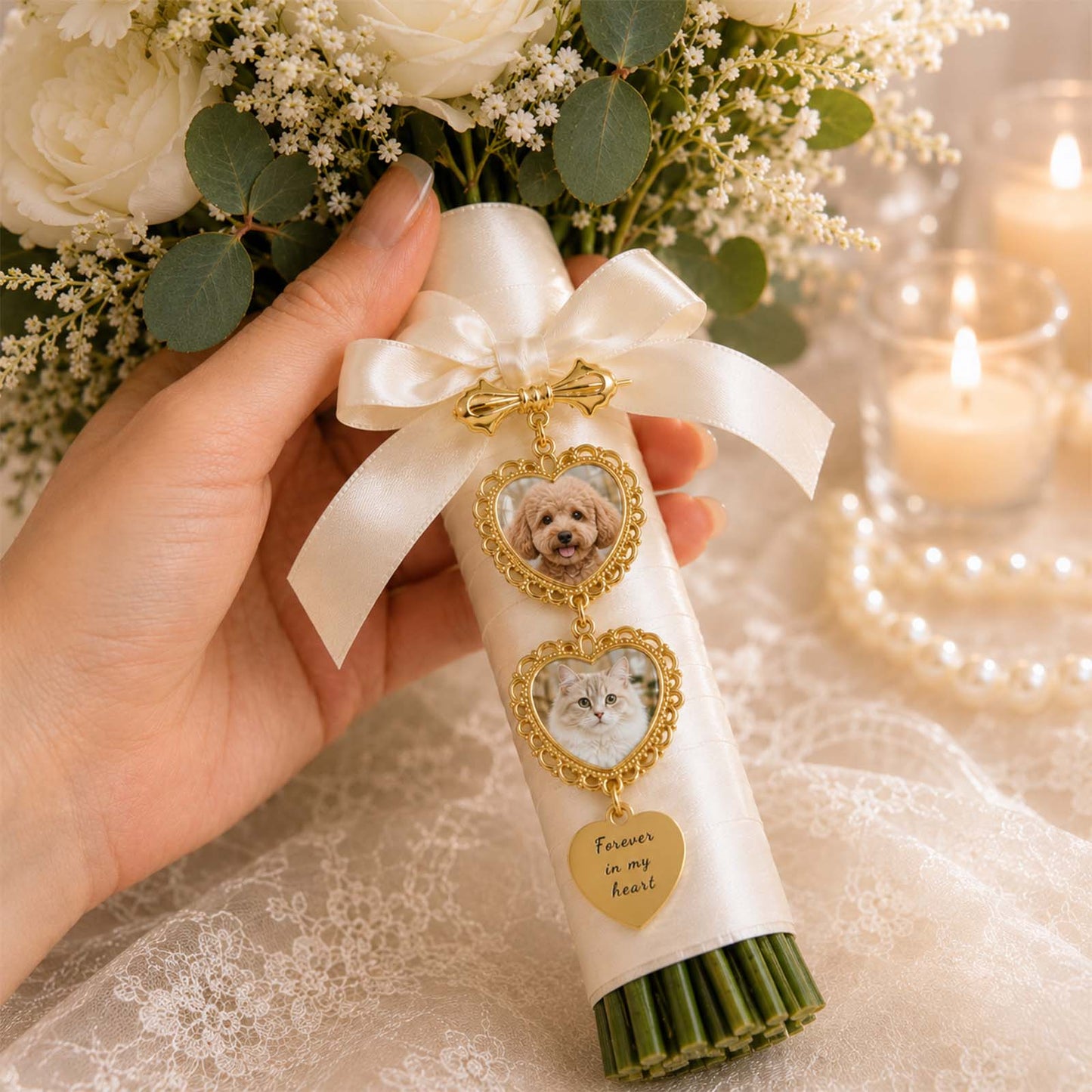 Personalized Memorial Bridal Bouquet Charm – Custom Photo Wedding Keepsake for Loved Ones in Heaven