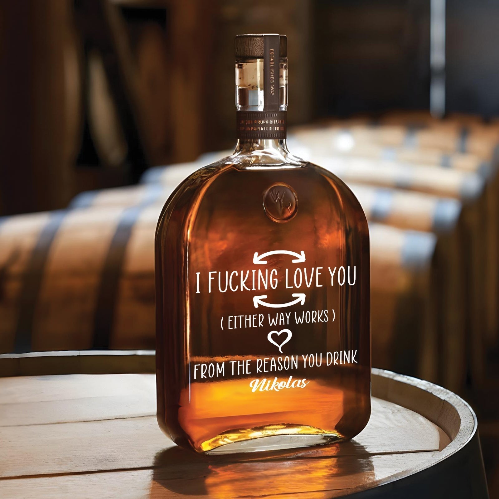 Personalized “I Love You” Whiskey Bottle – Custom Name Funny Gift for Couples