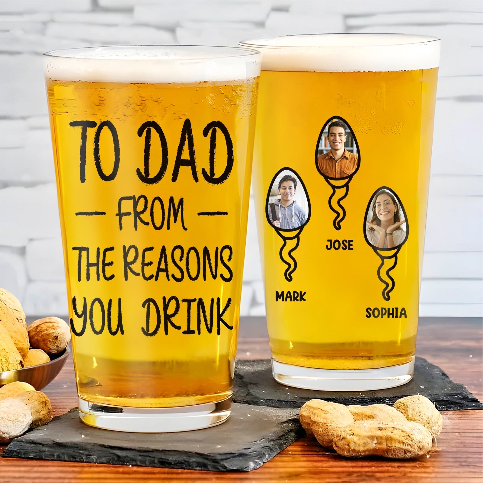Father - To Dad From The Reason You Drink - Personalized Beer Glass