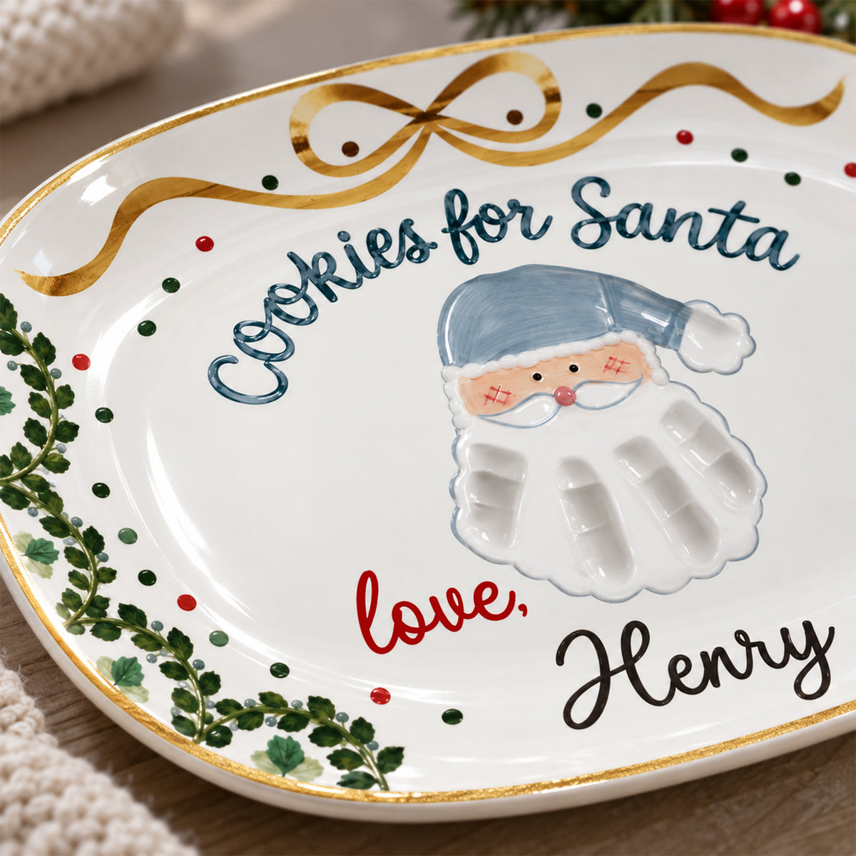 Personalized Christmas Resin Plate, Custom Name Holiday Serving Plate