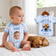 Personalized Striped Pet & Baby Bodysuit – Custom Baby & Pet Portrait, Family Baby Shower Gift