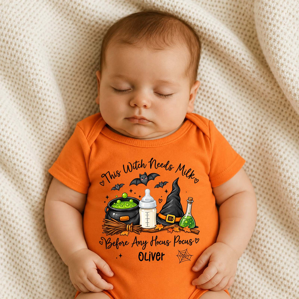 Personalized Hocus Pocus Baby Bodysuit - Custom Baby Name Halloween Outfit, Funny Witch-Themed Newborn Gift