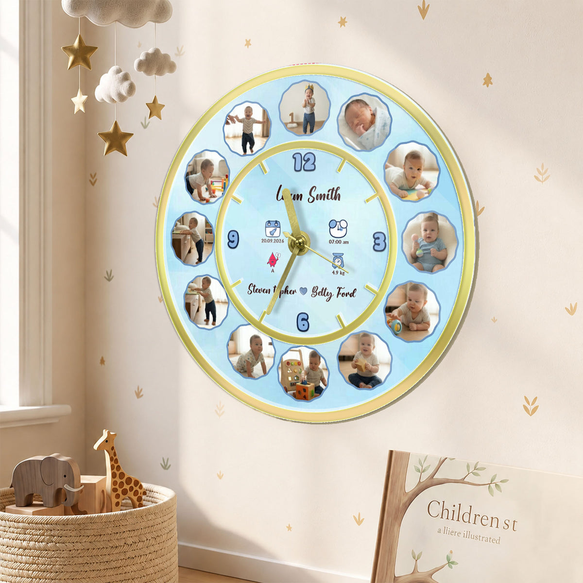 Custom Photo Baby Clock - Photo Wall Clock, Baby Gift for Nursery, Birthday