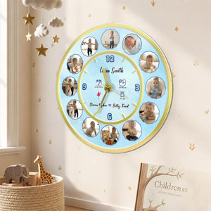 Custom Photo Baby Lock - Photo Wall Clock, Baby Gift for Nursery, Birthday, Baby Shower, or Newborn Keepsake