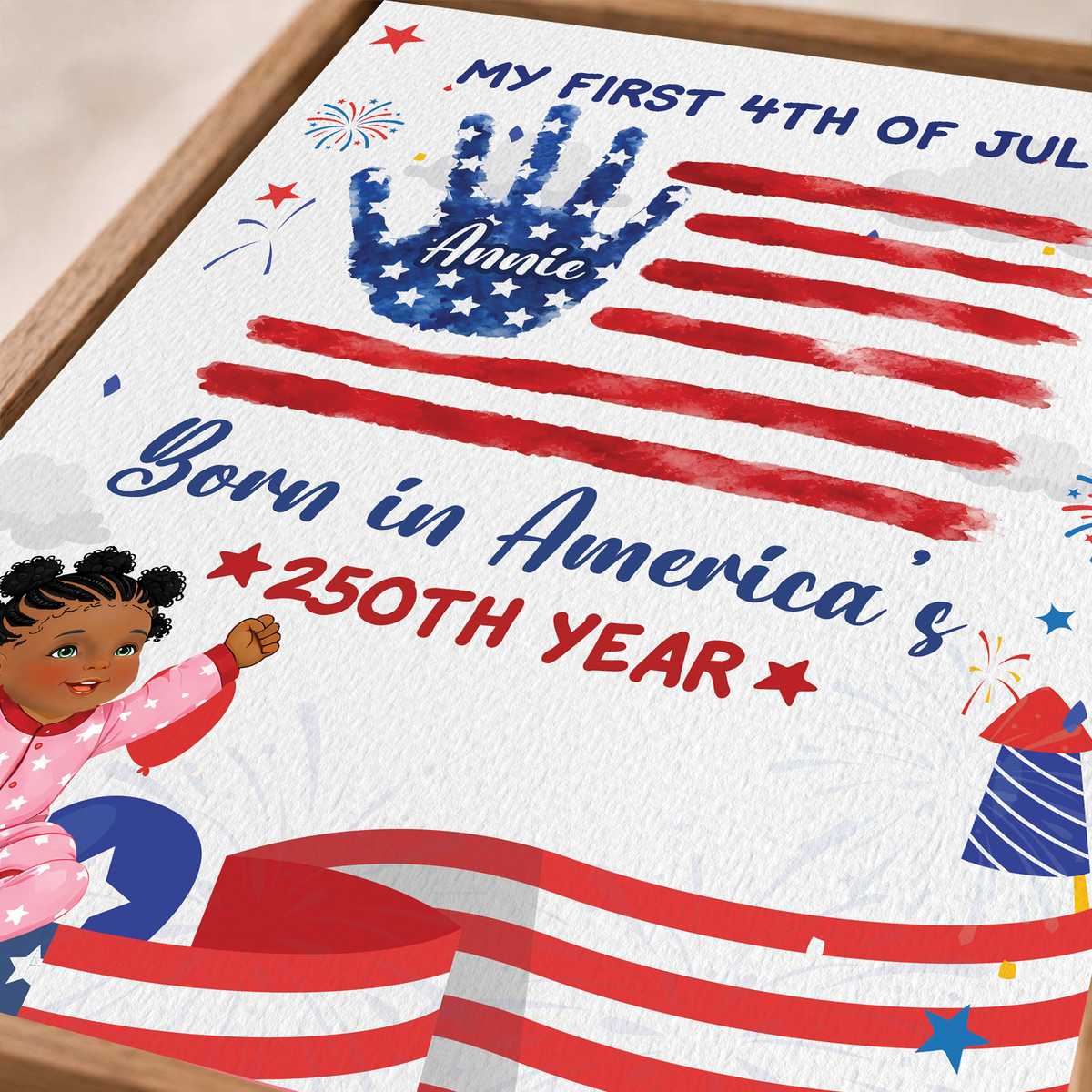 My First 4th of July Baby Handprint Frame - America 250 Keepsake, Patriotic Nursery Decor Gift