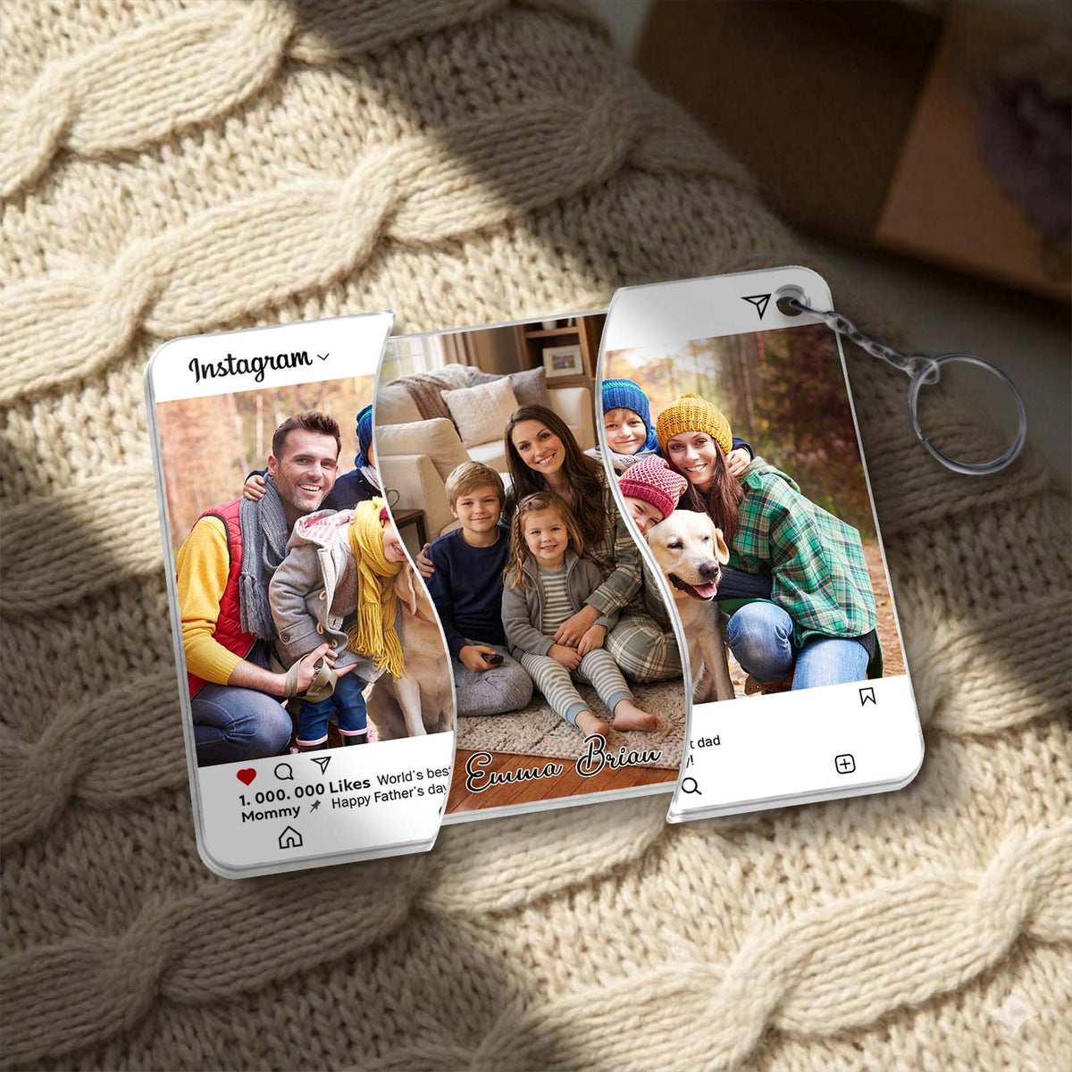 Personalized Hidden Slider Keychain – Custom Family Photo Reveal Gift