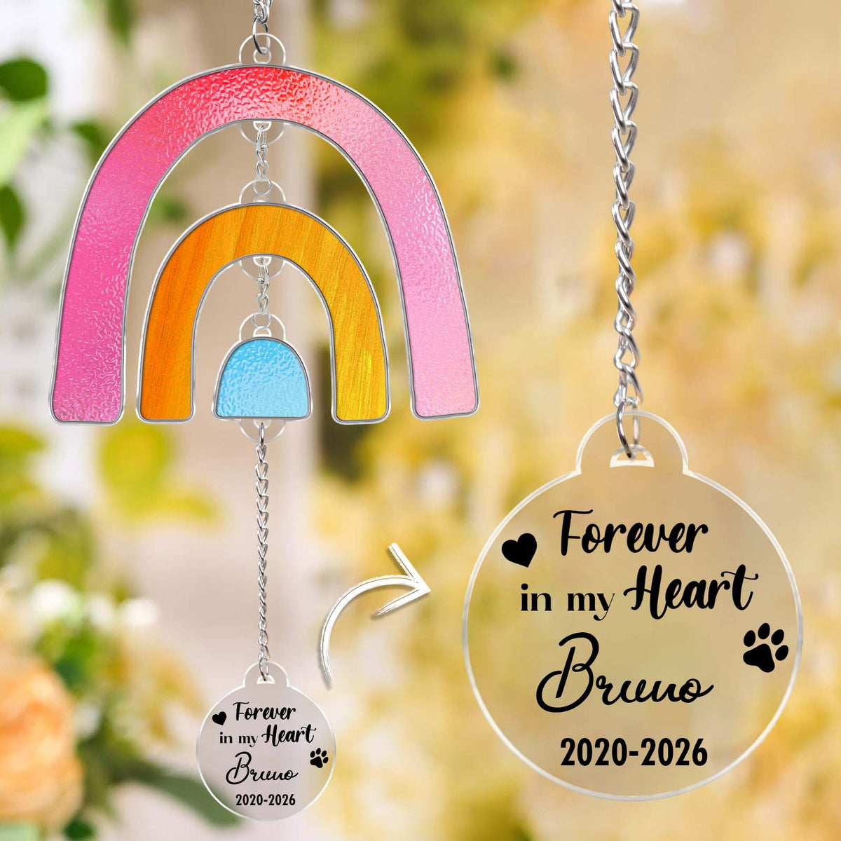 Rainbow Bridge Pet Memorial Suncatcher – Personalized Acrylic Gift for Pet Lovers