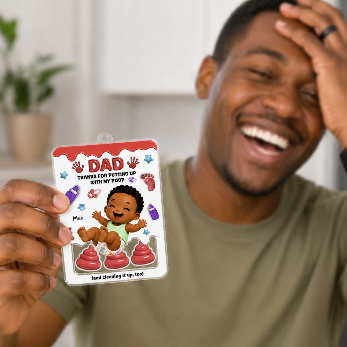 Personalized "Thanks for Putting Up With My Poop" Shaker Keychain – Custom Baby Gift for Mom & Dad