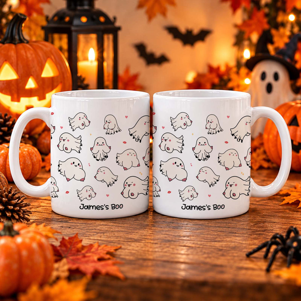 Personalized Ghost Mug – Custom Name Halloween Coffee Cup, Funny Spooky Gift