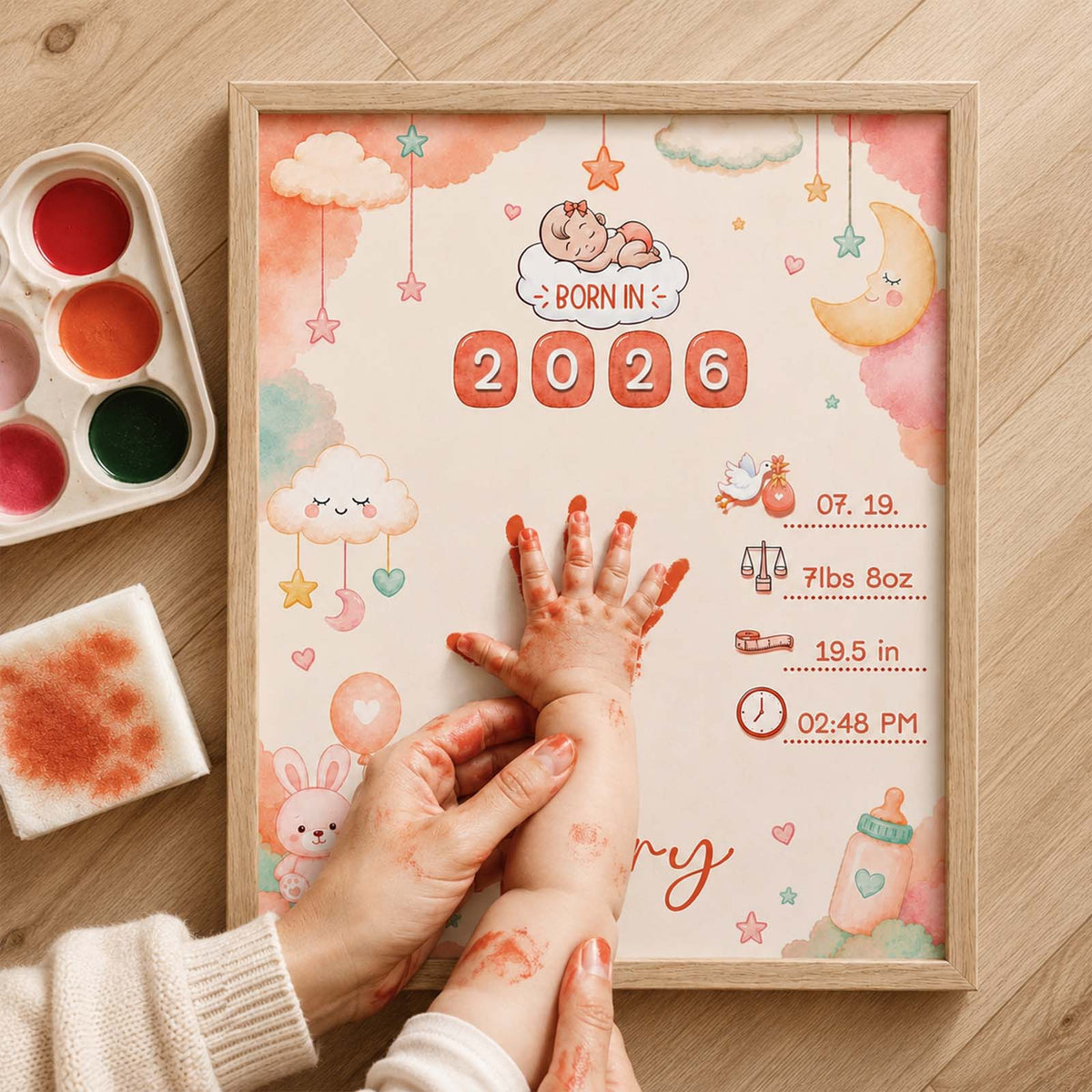 Personalized DIY Baby Footprint Frame – Custom Nursery Keepsake, Baby Footprint Kit, Gift for Mom & Dad