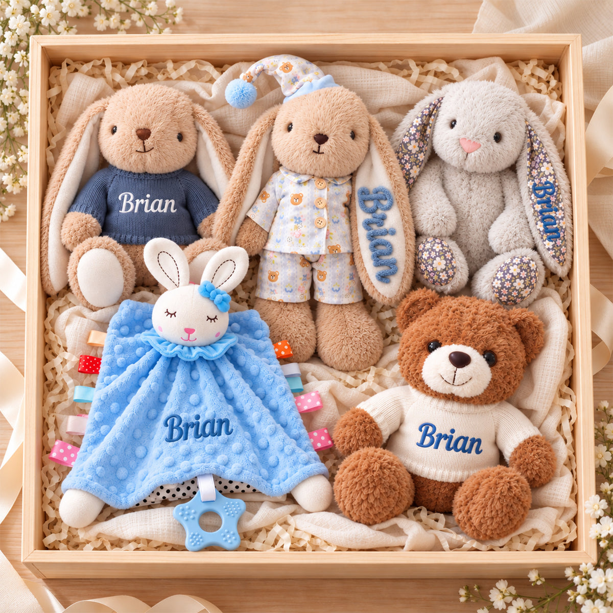 Personalized Baby Gift Set, Custom Name Baby Shower & Newborn Gift